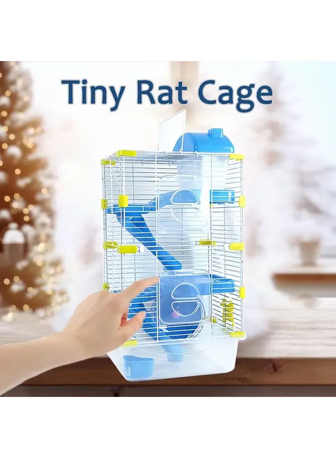 Green 7 in 1 Small Hamster Cage with Wheel Hideout Bathroom Platforms Easy Clean - Image 3